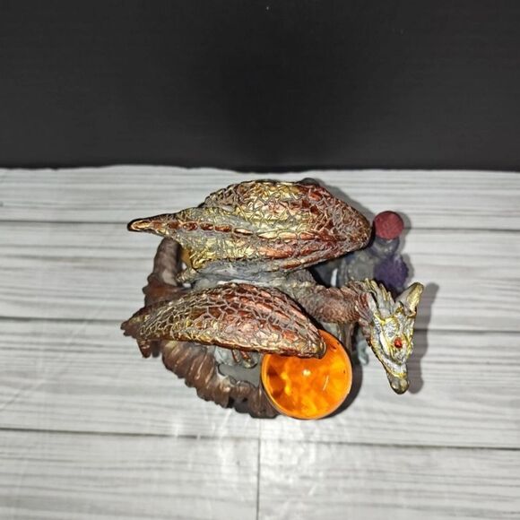 Vintage Red Gold Mythical Fantasy Perched Dragon Castle Tea Light Candle Holder - Picture 2 of 12